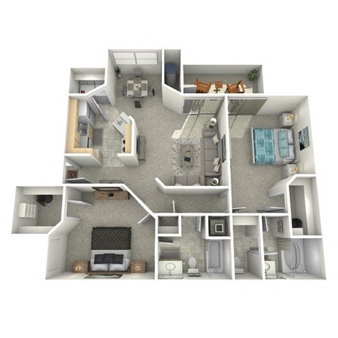 Floor plan for 2 beds, 2 baths, 1146 sqft